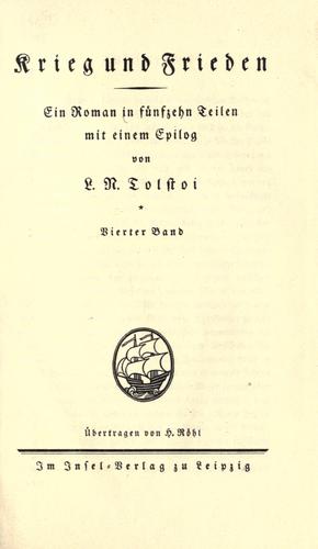 Lev Tolstoi: Krieg und Frieden (German language, 1922, Insel-Verlag)