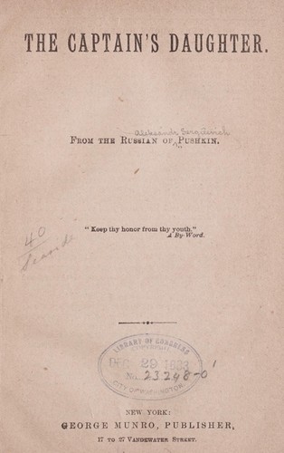 Aleksandr Sergeyevich Pushkin: The captain's daughter (1883, G. Munro)