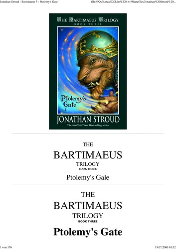 Jonathan Stroud: Ptolemy's Gate (2006)