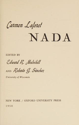 Carmen Laforet: Nada (Spanish language, 1958, Oxford University Press)